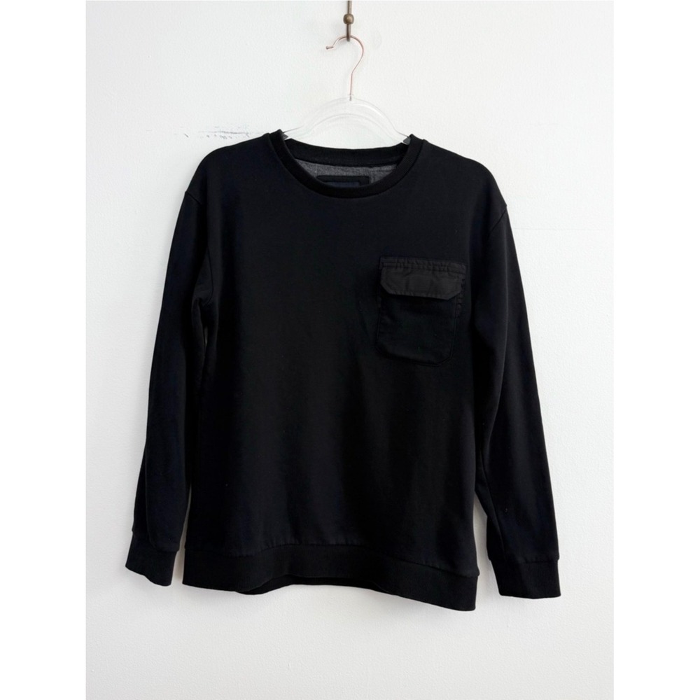 Nomad Black Crewneck Sweatshirt Pocket Long Sleeve Minimalist Pullover Medium